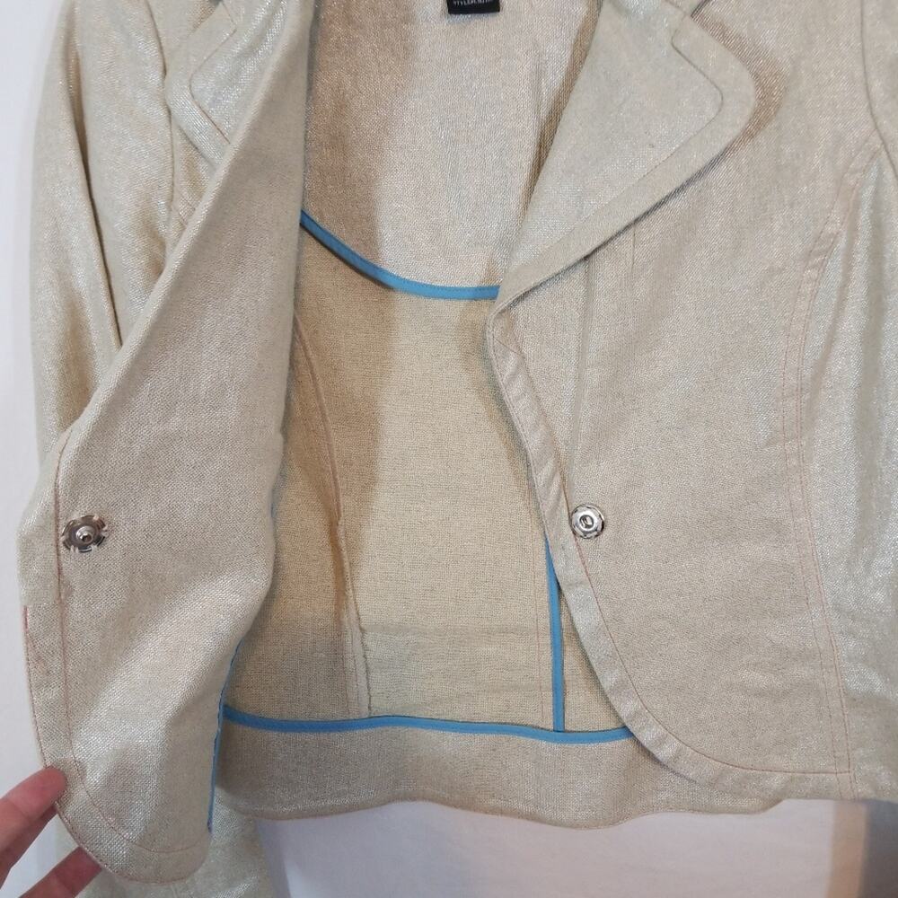 True Meaning Linen Blend Metallic Gold Blazer - Picture 6 of 8